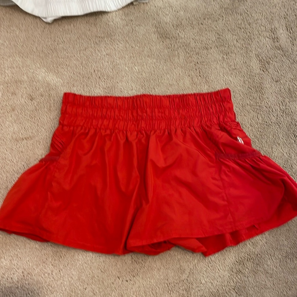 Free People “Get Your Flirt On” Shorts in Red